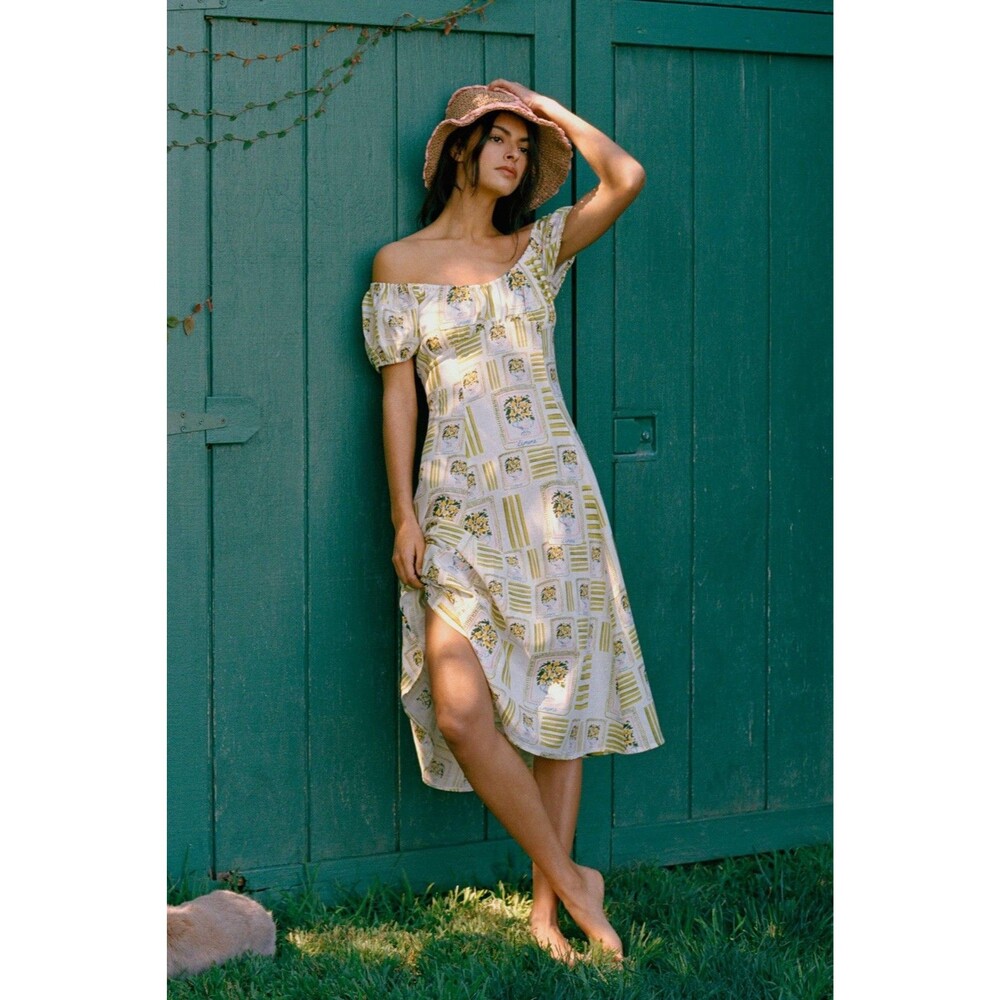 Anthropologie Corey‎ Lynn Calter Cordelia Cotton Linen Midi Dress 2X Euro Summer